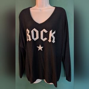 Black 'Rock' Sweater with Star Detail Sz L